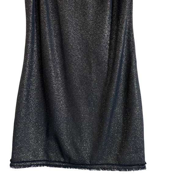 NWT Ann Taylor Black Golden Metallic Sleeveless Mini Shift Dress Fringed - Picture 6 of 11